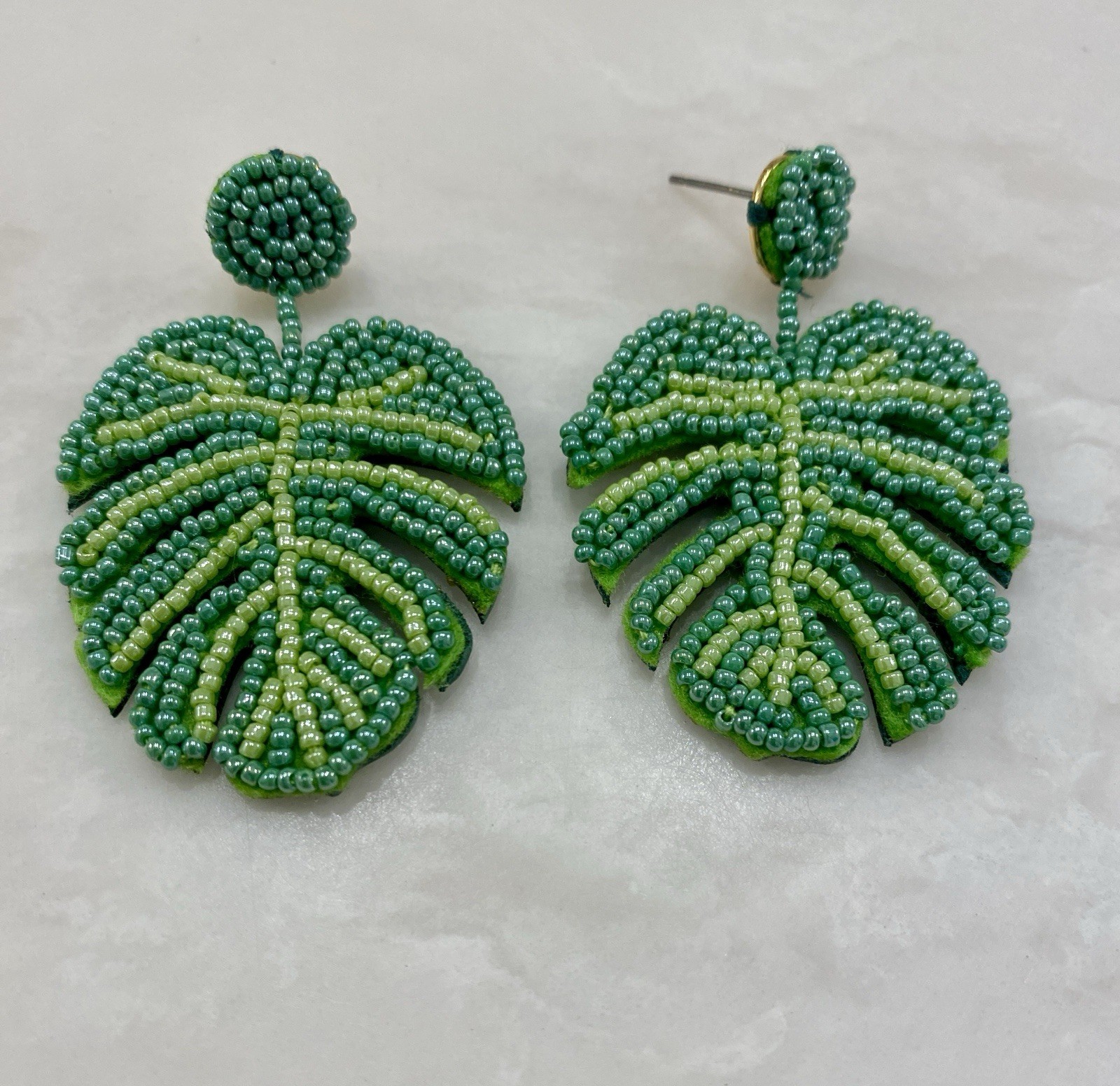 J. Crew Beaded Leaf Statement Earrings - image 1