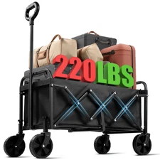 Wagon Folding Cart Collapsible Garden Beach Utility Outdoor Camping Sports Black