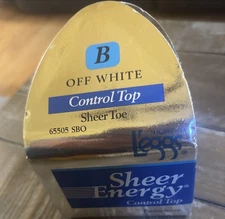 Vintage L’eggs Sheer Energy Pantyhose Control Top Off White Sheer Toe Size B