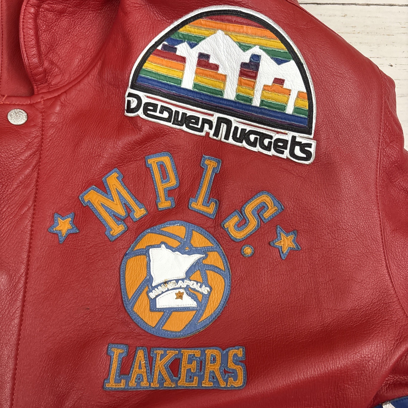 Jeff Hamilton Jacket NBA ABA Throwback Logos Red … - image 15