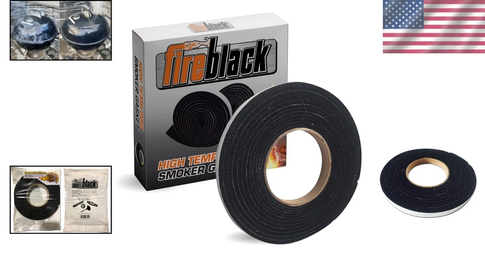 Junta para defumador de churrasco Hi Temp 15 pés autoaderente preta - selo de grau profissional - Imagem 2 de 4