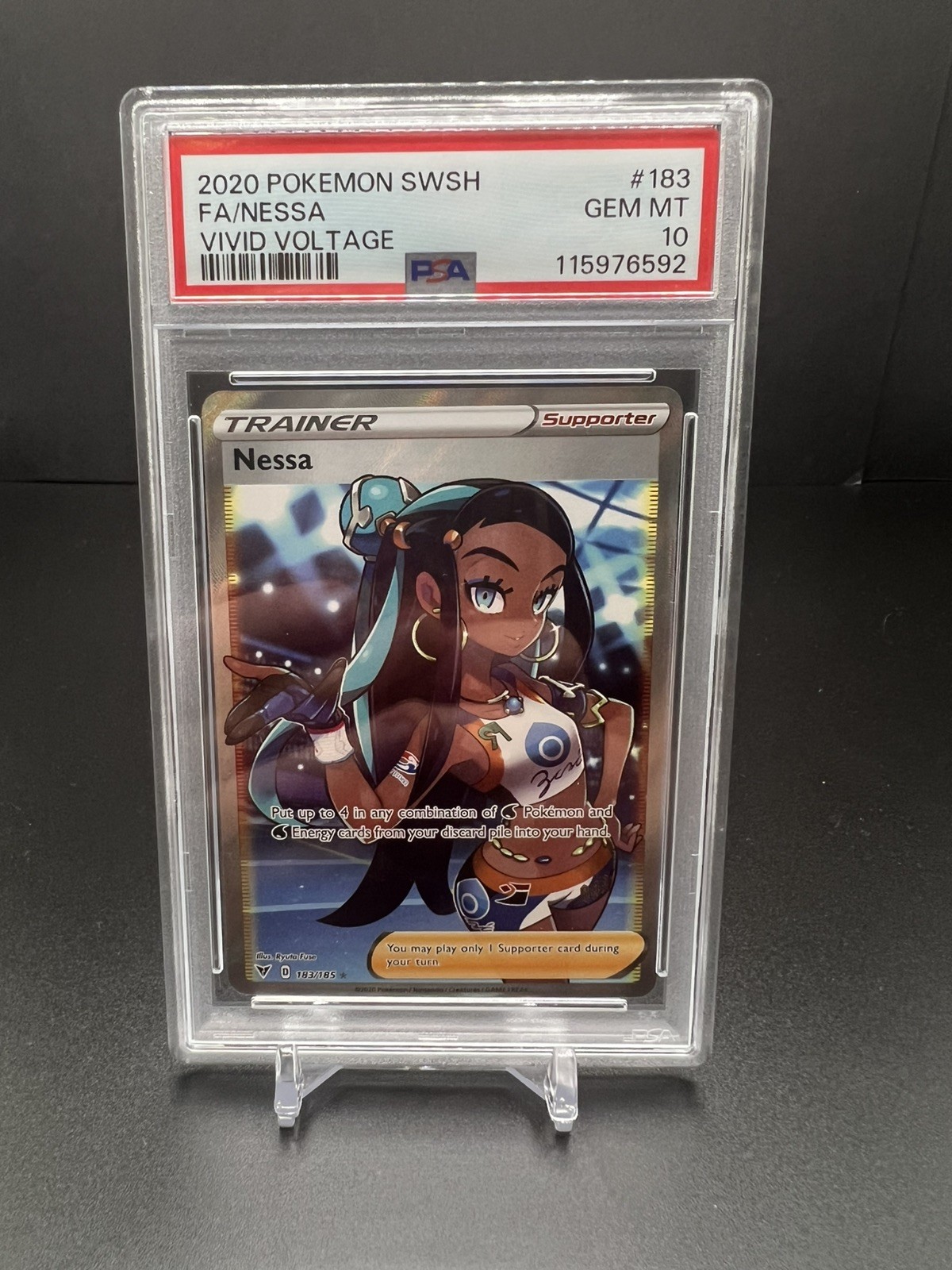 Pokemon TCG Vivid Voltage Nessa Full Art Ultra Rare Card 183/185 PSA 10 Gem Mint