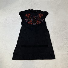 GUCCI Black Mini Dress Floral Patchwork Applique Embroidery Size IT 40 S
