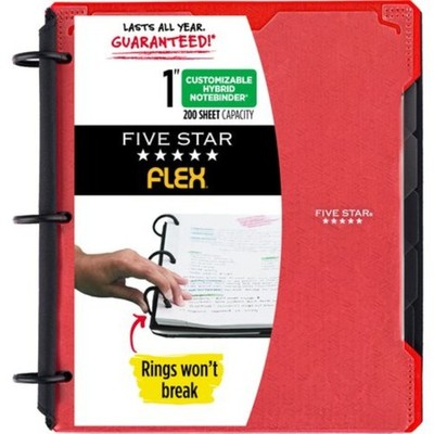Five Star Flex 1'' Customizable Hybrid NoteBinder: 10-3/4 in. x 10-3/4 in. Fire R