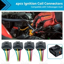4PCS Ignition Coil Connector Repair Harness Plug 1J0973724 Suitable For VW Audi
