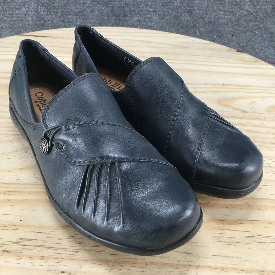 Cobb Hill туфли женщин 7,5 W Paulette повседневный поскользнуться на мокасинах плоскостях синий кожаный - Изображение 3 из 4