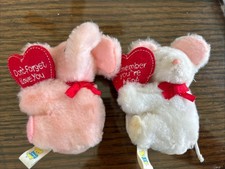 Vintage Dakin Plush Clip On Lot Of 2 1987 Bear,Elephant Heart Valentine