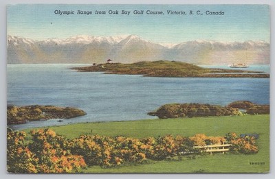 Victoria BC Oak Bay Golfplatz & Olympic Mountains View Kanada 1930er