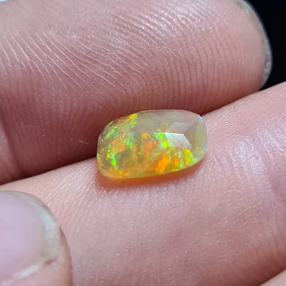 Ethiopian Multi Fire AAA Opal Long Cushion Facet Cut Natural Welo Opal Gemstone - Image 4 of 4