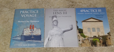3 MICHAEL CLAY THOMPSON BOOKS PRACTICE VOYAGE, THE MAGIC LENS 3, 4PRACTICE 3