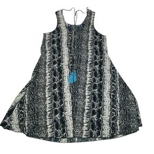 Judith March Snake Print Dress Embroidered Yoke Size Medium