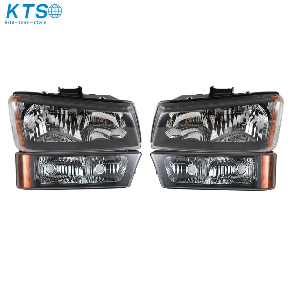 Repuesto faros para Chevy Silverado 1500/2500/3500HD 2003-2006 negro Foto 2 de 4