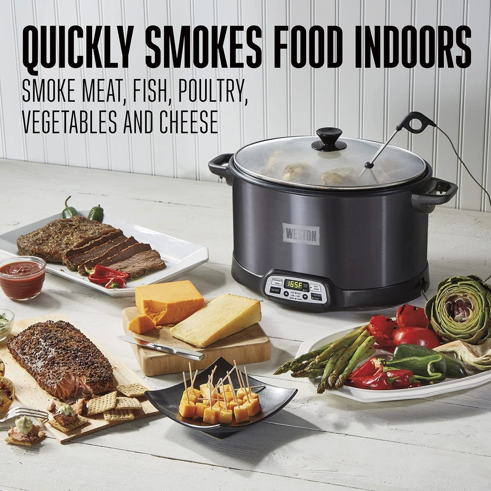 WESTON BRANDS 2-in-1 Indoor Electric Smoker & Programmable Slow Cooker, 6 Qua... Foto 2 de 4