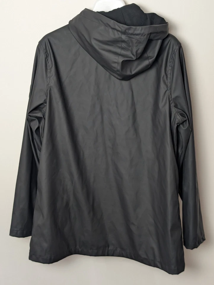 Madden NYC Black Hooded Rain Jacket Men’s Size Large L Waterproof Zip Snap Coat - Image 3 of 4