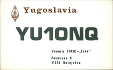 QSL radio card YU10NQ 1979 Batajnica Serbia Vucomir Lukic Diamond SRJ
