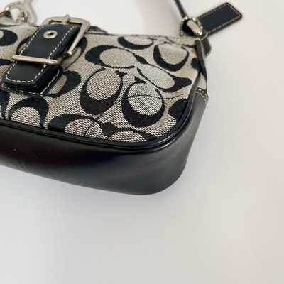 COACH 6362 Soho Signature Mini Handbag Grey × Black Canvas Leather