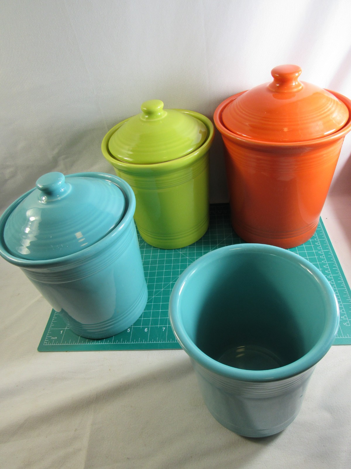 Of 3 Canisters Fiesta Hlc  And Utensil Holder