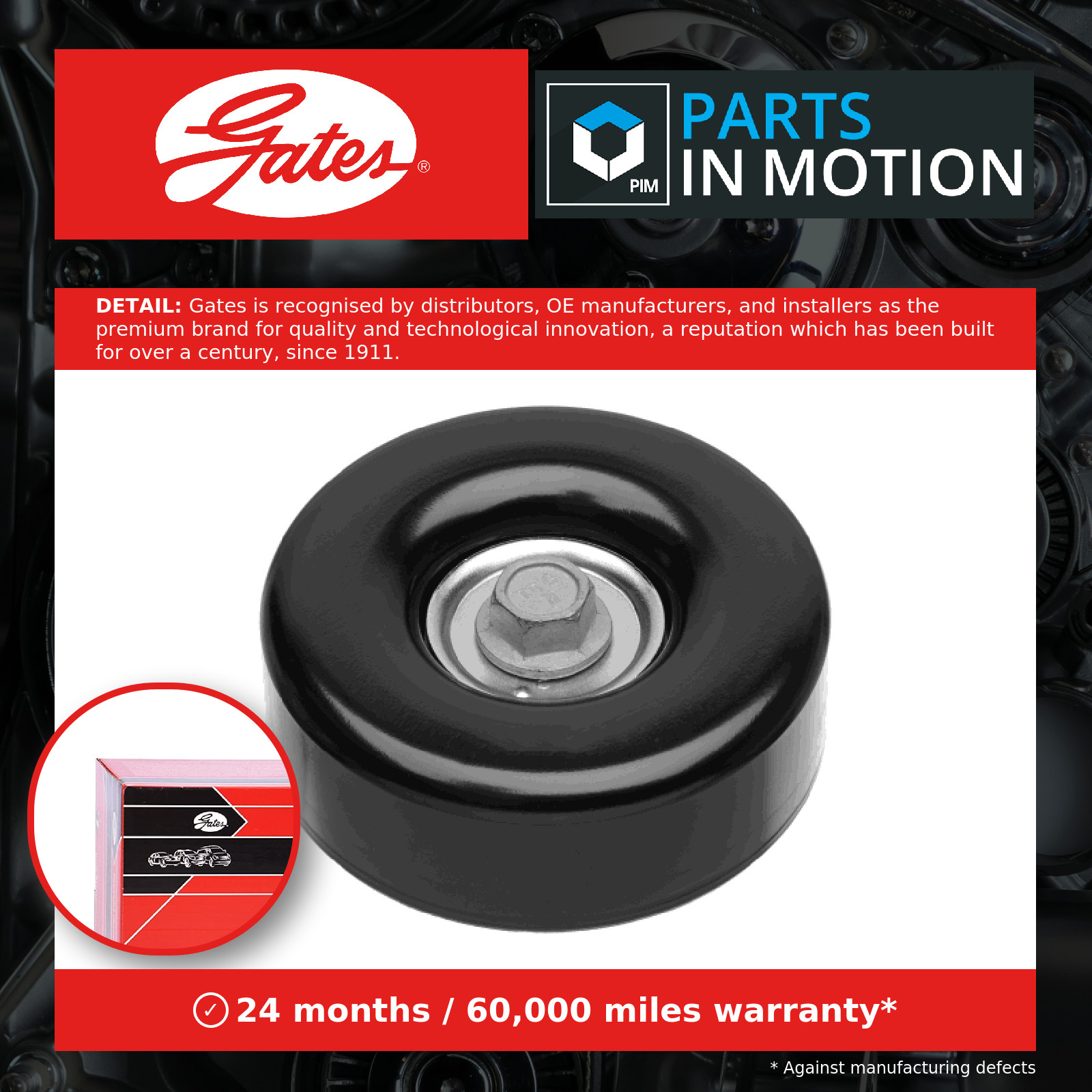 Aux Belt Idler Pulley fits HUMMER H2 6.0 02 to 09 Guide Deflection Gates Quality