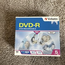 NEW 5PK Verbatim DVD R 16x Speed 4.7GB Data/Media Storage Jewel Case Blank Discs