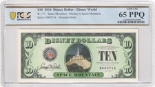 2014 R-173 $10 Disney Dollar Space Mountain PCGS Graded 65 PPQ