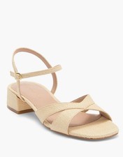 Stuart Weitzman Miami Block Heel Sandals Womens, 11, Natural, NIB