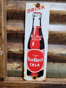 VINTAGE RED ROCK COLA PORCELAIN SIGN OLD BEVERAGE SODA DRINK GENERAL STORE FOOD