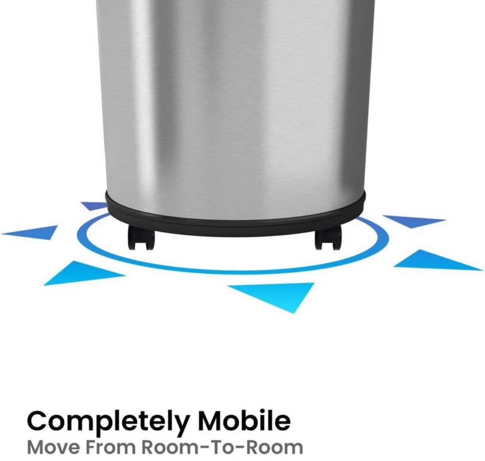 iTouchless Stainless Steel Trash Can w/AbsorbX Odor Control/Wheels 18 GallSilver - Image 3 of 4