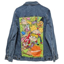 Nickelodeon Cartoon Denim Jacket Rugrats Hey Arnold Ren Stimpy 90s Nostalgia M