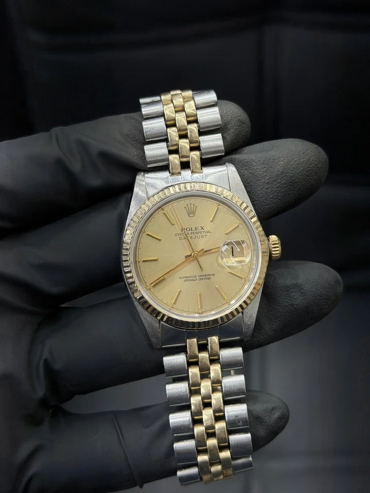 Men's Rolex 36mm DateJust 18K Gold Stainless Steel & Champagne Dial Quick set  - Image 2 of 4