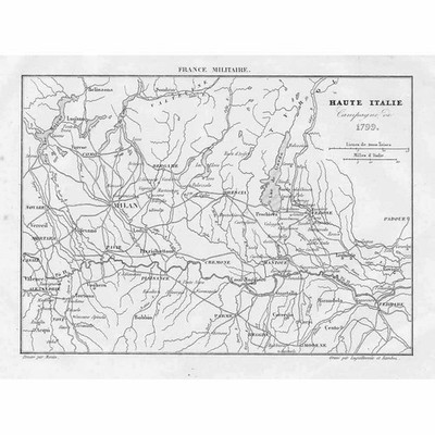 ITALY Northern Region; French Campaign of 1799 - Antique Map 1836