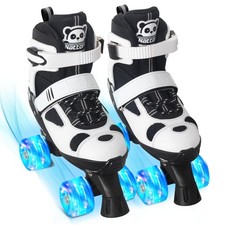 Kids Roller Skates for Girls Boys, 4 Size Adjustable Panda Quad Skates with A...