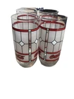 Vintage Coca-Cola Glasses Set of 4 Red Black Geometric Grid Tumblers Retro Coke
