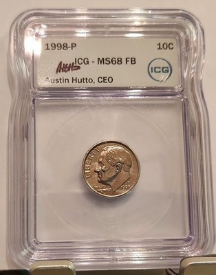 1998 P Roosevelt Dime MS 68 FB ICG AUSTIN HUTTO SIGNED | eBay