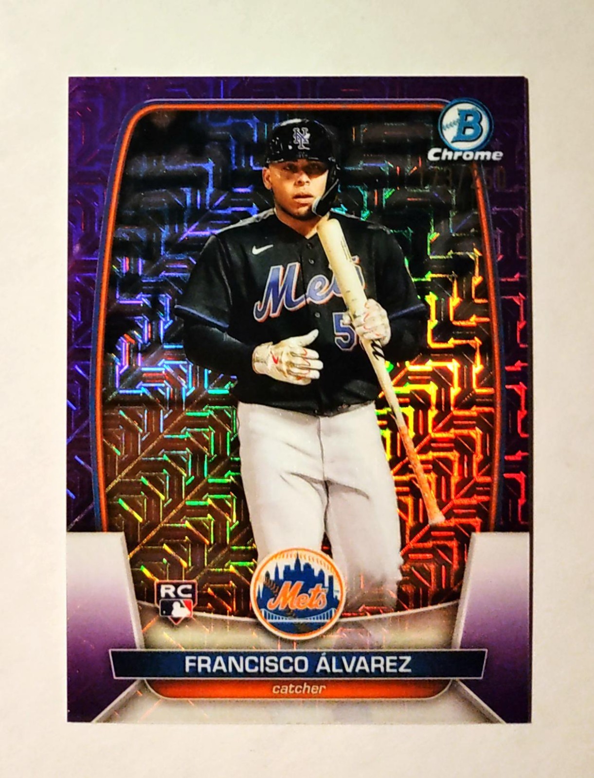 Francisco Alvarez 2023 Bowman Chrome RC #49 Mega PURPLE REFRACTOR 123/250 i6