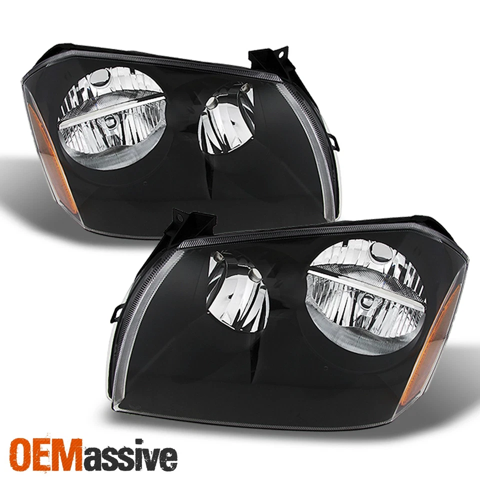 Fit 2005-2007 Dodge Magnum SE SRT SXT RT Black Bezel Replacement Headlights Pair - Image 2 of 4