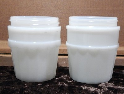 Milk Glass Jars, 2 antique vintage  apothecary, cosmetic, jelly/jam - no lids