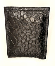 Men's Black GenuineCrocodile Bifold Folding Wallet w/ ID Window, Credit Card