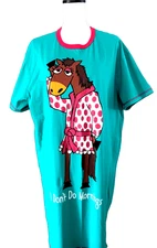 Lazy One Nightshirt I Don't Do Mornings Moose  One Size green/ pink trim