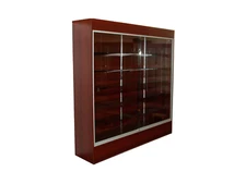 Cherry Wood Wall Tower Display 70 Inch Showcase with Adjust. Shelving & Lights