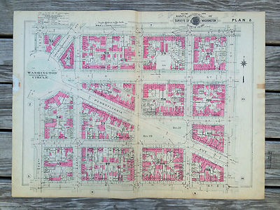 Foggy Bottom Vintage Antique Original Baist Atlas 1927 Washington DC Map Plan 8