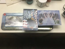 Eagle & Flag note cards in tin