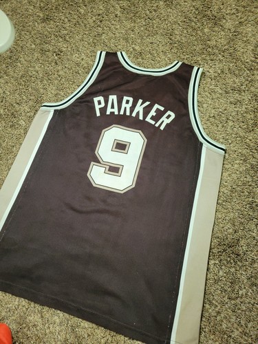 Vtg Tony PARKER NBA SAN ANTONIO SPURS NBA European JERSEY CHAMPION Black XL 48 - Picture 11 of 14