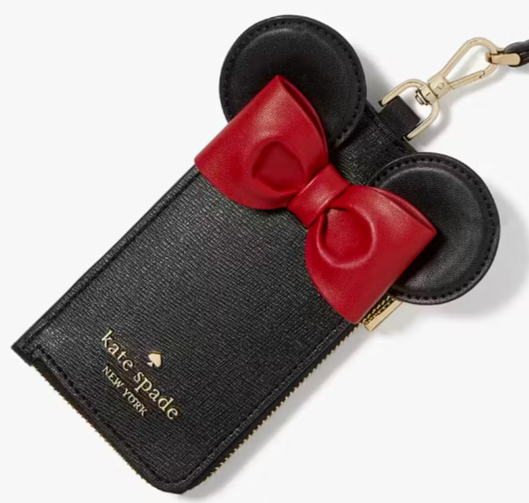 Kate Spade Disney X Minie Mouse Black Lanyard KG654 Red Bow NWT