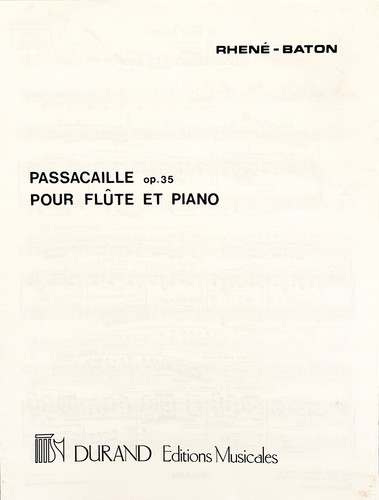 Passacaille op 35 for flute and piano by Rhene-Baton - Picture 1 of 2