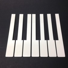 German Piano Keytops No Fronts, 1 Octave, ABCDEFG, 52mm Head, Light Cream