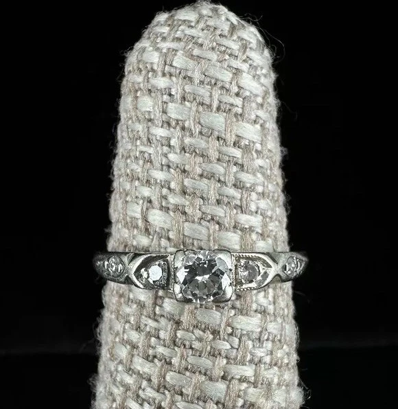 Anello Filigrana Argento 925 Con Rubino Simulato Taglio Smeraldo Art Deco