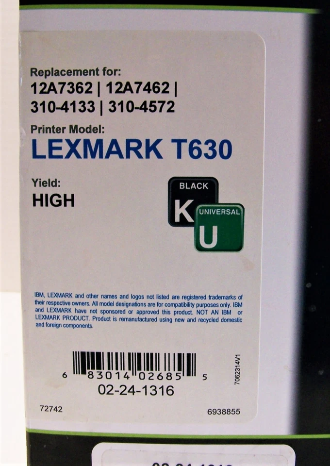 MSE Lexmark T630 High Yield Replacement Toner Cartridge Sealed Black 12A7362 USA - Image 3 of 4