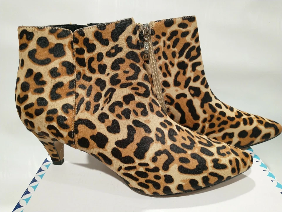 Limelight Moira Womens Leopard Print Haircalf Kitten Heel Leath Booties  Sz 12 M - Image 3 of 4