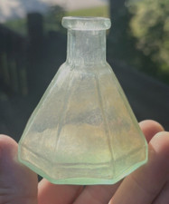 NICE AQUA 8 SIDED UMBRELLA INK BOTTLE APPLIED RING LIP 1870'S ERA DUG L@@K