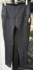 DG2 Diane Gilman PS Slim  Sleek Coated Leggings Charcoal Tummy Control NWT 09
